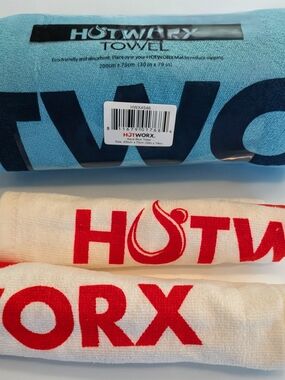 HOTWORX Aqua Blue yoga towel and 2 face towels, NEW